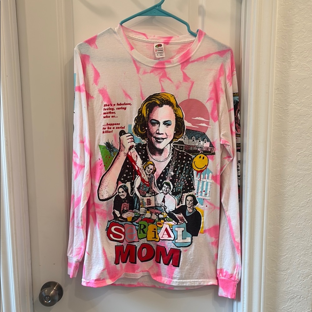 Pink Tie-Dye Serial Mom Graphic Long Sleeve Shirt